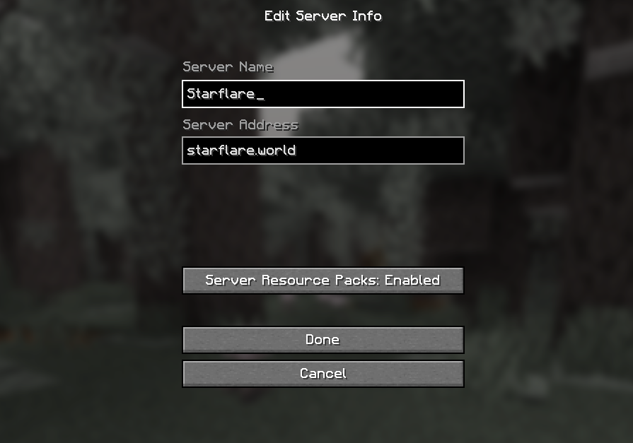 Minecraft Java Multiplayer Screen